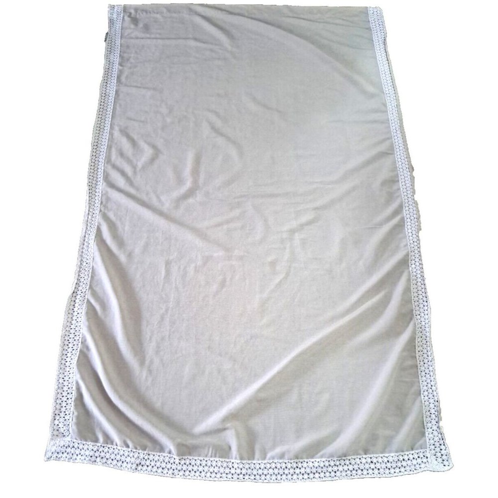 Home Wear Curtain Panel Crochet Lace Edge Beige Farmhouse Cottage Country 77x47